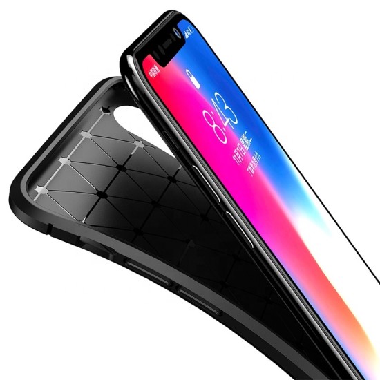 Husa Auto Focus Carbon pentru IPhone X - Negru